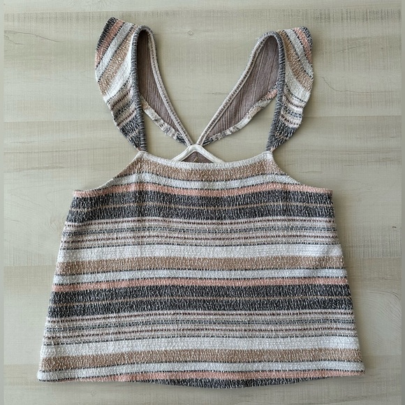Madewell Texture and Thread Ruffle-Strap Tank Top. Sustainable 100% Cotton Med. - Picture 4 of 10